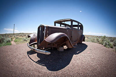 Weapons And Warfare - Rusted Old Car on Route 66 by Robert J Caputo