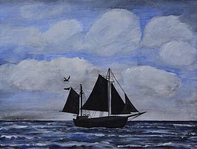 Road And Street Signs - Sailing Ship Silhouette by Linda Brody