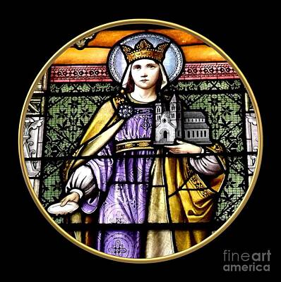 Roses Photos - Saint Adelaide Stained Glass Window in the Round by Rose Santuci-Sofranko