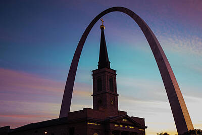 Royalty-Free and Rights-Managed Images - Saint Louis Arch and Cathedral at Dawn by Gregory Ballos