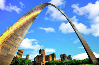 Royalty-Free and Rights-Managed Images - Saint Louis Skyline Arch and Puffy Clouds - Blue Skies by Gregory Ballos