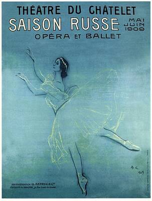 Royalty-Free and Rights-Managed Images - Saison Russe - Opera and Ballet - Theatre 1909 - Retro travel Poster - Vintage Poster by Studio Grafiikka
