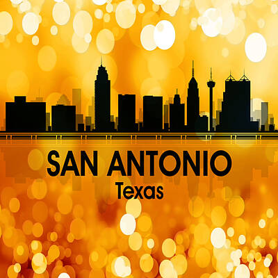 Abstract Skyline Digital Art Rights Managed Images - San Antonio TX 3 Squared Royalty-Free Image by Angelina Tamez