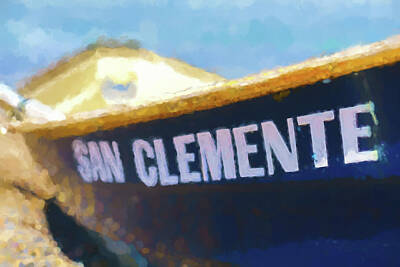 Route 66 - San Clemente To The Rescue  Lifeguard Boat Watercolor 1 by Scott Campbell
