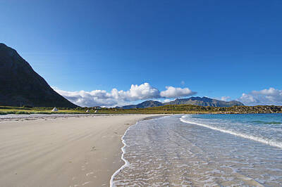 Modern Man Classic London - Sandy beach and camping site on island Gimsoy on Lofoten by Ulrich Kunst And Bettina Scheidulin
