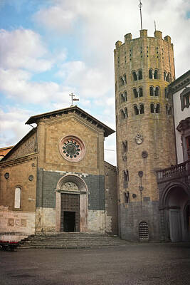 Road And Street Signs - SantAndrea and San Bartolomeo Church Orvieto Italy by Joan Carroll