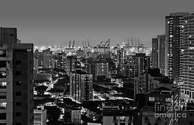 Western Buffalo Royalty Free Images - Santos - Sao Paulo - Brazil - Buildings and Harbor Royalty-Free Image by Carlos Alkmin