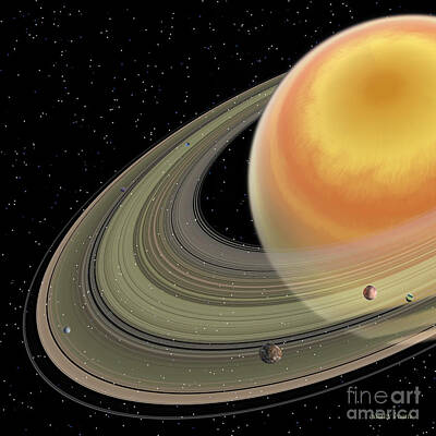 Science Fiction Paintings - Saturn Planet by Corey Ford