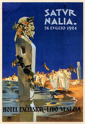 Royalty-Free and Rights-Managed Images - Saturnalia celebrations on Lido di Venezia - Venice, Italy - Vintage Poster by Studio Grafiikka