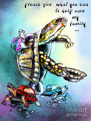 Reptiles Digital Art - Save my family by Miki De Goodaboom