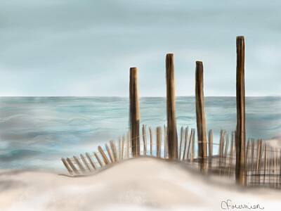 Abstract Rectangle Patterns - Sea fence by Christine Fournier