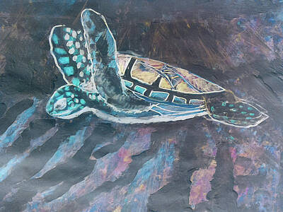 Stone Cold Rights Managed Images - Sea Turtle at Night Royalty-Free Image by Barbara Searcy
