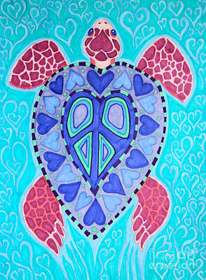 Beach Drawings Rights Managed Images - Sea Turtle Peace Royalty-Free Image by Nick Gustafson