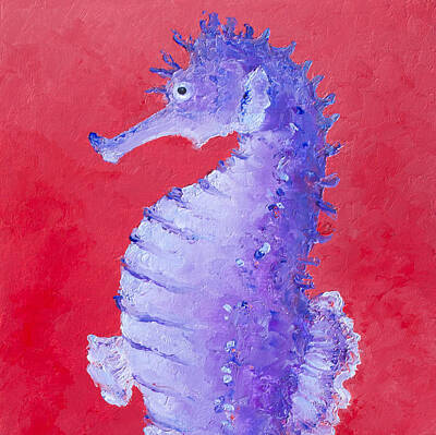 Ballerina Rights Managed Images - Seahorse Painting on red background Royalty-Free Image by Jan Matson