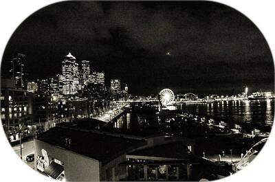 Planes And Aircraft Posters - Seattle At Night by Aparna Tandon