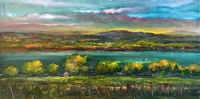 Wine Paintings - Seneca Lake Wine Country by Hall Groat Sr