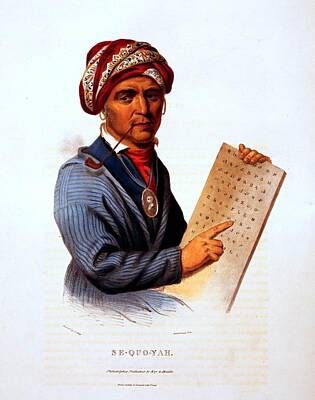 Vintage Stamps - Sequoyah, Cherokee inventor, by C.B. King, ca. 1836 by Vincent Monozlay