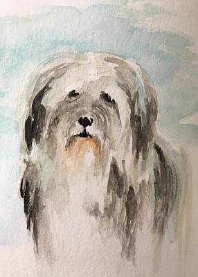 Roses Paintings - Serene Sheepdog by Christine Marie Rose