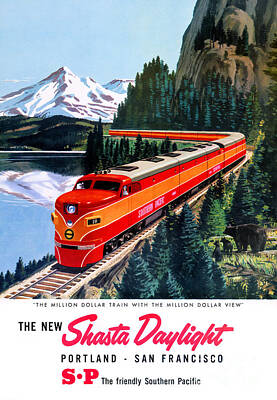 Transportation Paintings - Shasta Daylight Portland San Francisco Vintage Poster by Vintage Treasure