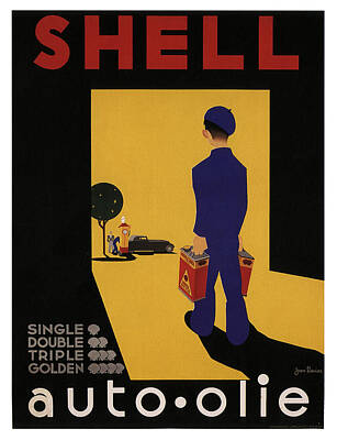 Back To School For Guys - Shell Auto Olie - Vintage Advertising Poster by Studio Grafiikka