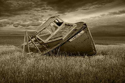 Randall Nyhof Royalty Free Images - Ship Wreck in Sepia Tone Royalty-Free Image by Randall Nyhof
