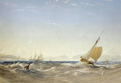  Drawing - Shipping Off The Coast by Anthony Vandyke Copley Fielding