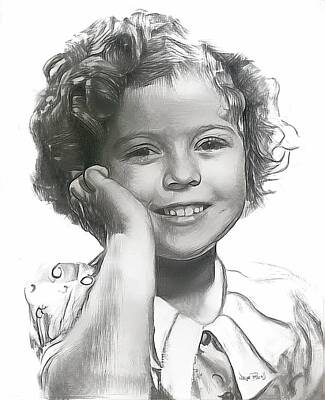 Actors Drawings - Shirley Temple by Wayne Pascall