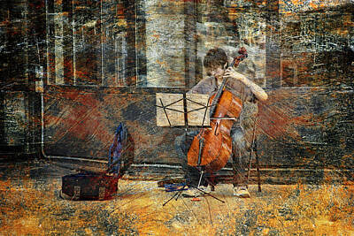 Randall Nyhof Photo Royalty Free Images - Sidewalk Cellist Royalty-Free Image by Randall Nyhof