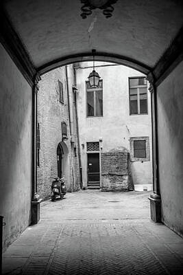 Spot Of Tea - Siena Italy Alley with Vespa  by John McGraw
