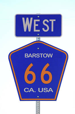Abstract Square Patterns - Sign Route 66 West by Douglas Settle