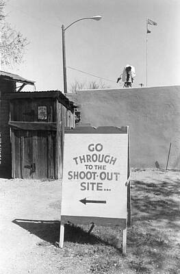 Winter Animals Rights Managed Images - Sign to Shoot-out  Site O.K. Corral Tombstone Arizona 1983 Royalty-Free Image by David Lee Guss