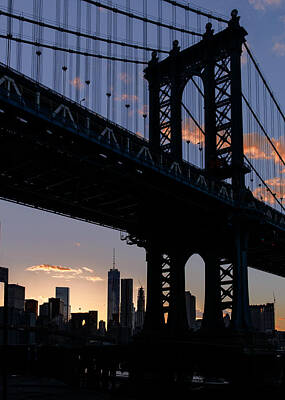 Bowling - Silhouette of the Manhattan Bridge by Dick Wood