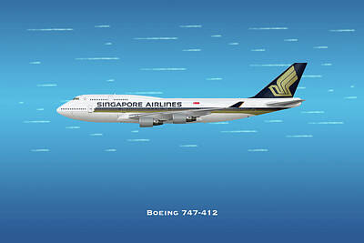 Maps Rights Managed Images - Singapore Airlines Boeing 747-412 Royalty-Free Image by Airpower Art