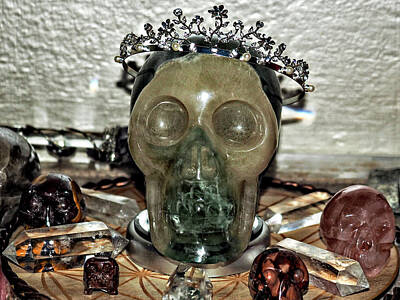 Longhorn Paintings - Skully was crowned in the Crystal Skull Healing Grid by Rebecca Dru