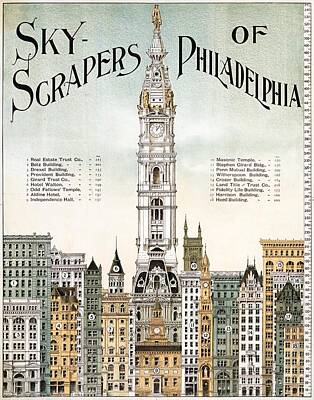 Drawings Rights Managed Images - Sky-scrapers of Philadelphia, 1898 Royalty-Free Image by Vincent Monozlay