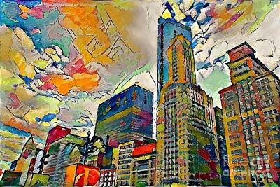 City Scenes Mixed Media Rights Managed Images - Skyscraper in Color Royalty-Free Image by Douglas Sacha