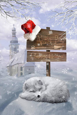 Mammals Digital Art - Sleepy winter fox by Mihaela Pater