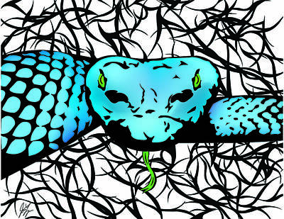 Reptiles Digital Art - Slithering Blue by JamieLynn Warber