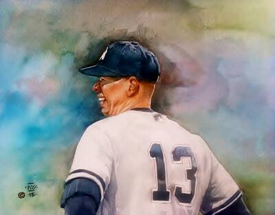 Baseball Paintings - Smiling A-Rod by Nigel Wynter