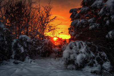 Curated Travel Chargers Royalty Free Images - Snowy Sunset Royalty-Free Image by Derald Gross