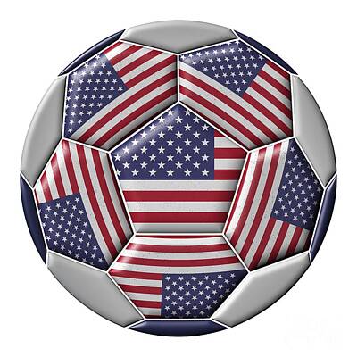 Football Royalty Free Images - Soccer ball with United States flag Royalty-Free Image by Michal Boubin