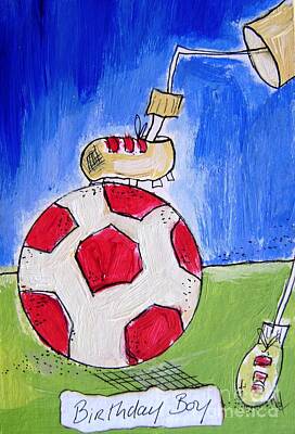 Sports Drawings - Soccer Dad Birthday Boy by Mary Cahalan Lee - aka PIXI