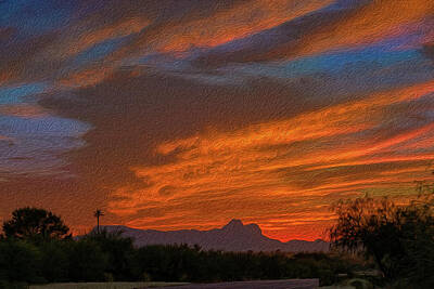 Mark Myhaver Rights Managed Images - Sombrero Peaks Sunset op10 Royalty-Free Image by Mark Myhaver