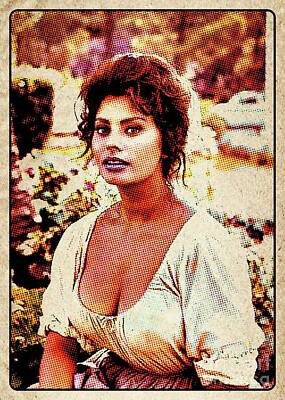 Musicians Digital Art Royalty Free Images - Sophia Loren Pop Art Royalty-Free Image by Esoterica Art Agency