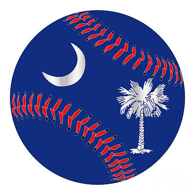 Baseball Royalty Free Images - South Carolina Flag Baseball Royalty-Free Image by Bigalbaloo Stock