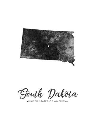 Tea Time - South Dakota State Map Art - Grunge Silhouette by Studio Grafiikka