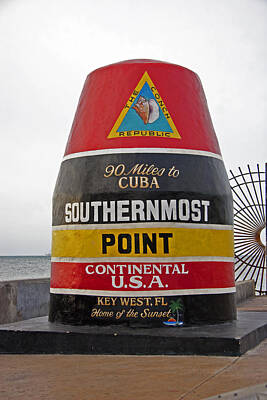 Irish Flags And Maps - Southermost Point of U. S. A. Buoy Marker by John Stephens