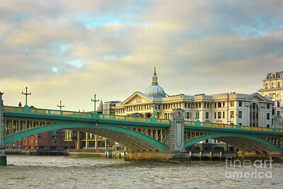 Design Pics Royalty Free Images - Southwark Bridge and St Pauls Cathedral Royalty-Free Image by Terri Waters