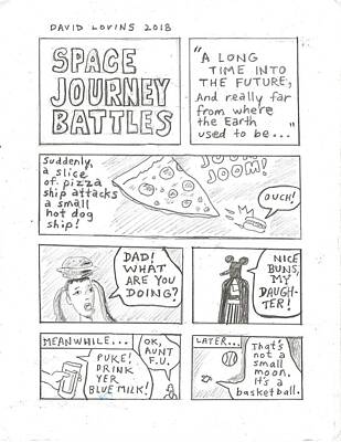 Comics Drawings - Space Journey Battles 1 by David Lovins