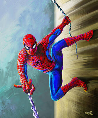Portraits Paintings - Spiderman by Anthony Mwangi